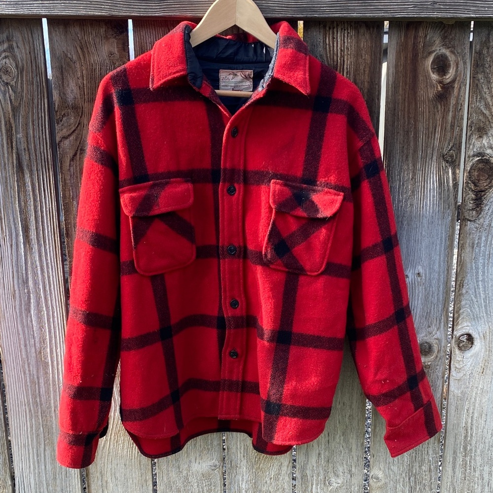 Vintage Red and Black Plaid Men's Hunting Jacket